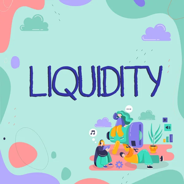 Conceptual Caption Liquidity Concept Meaning Cash Bank Balances Market Liquidity — Fotografia de Stock