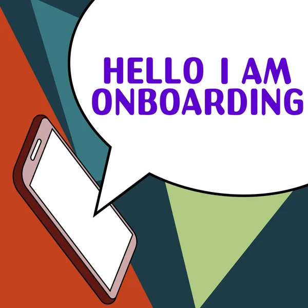Подпись Концепции Hello Onboarding Business Concept Action Process Integrating New — стоковое фото