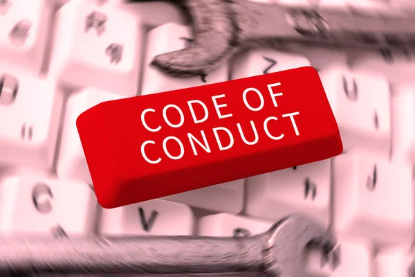 Text sign showing Code Of Conduct, Business idea Ethics rules moral codes ethical principles values respect