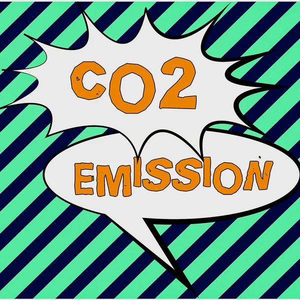 Podpis Tekstowy Przedstawiający Emisję Co2 Koncepcję Internetową Uwalnianie Gazów Cieplarnianych — Zdjęcie stockowe