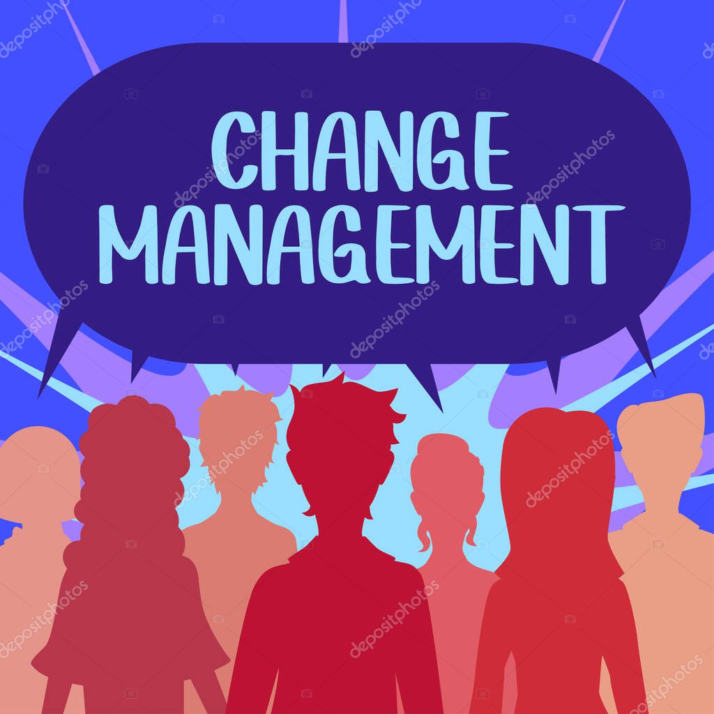 Texto a mano Gestión del cambio, Concepto que significa Sustitución del