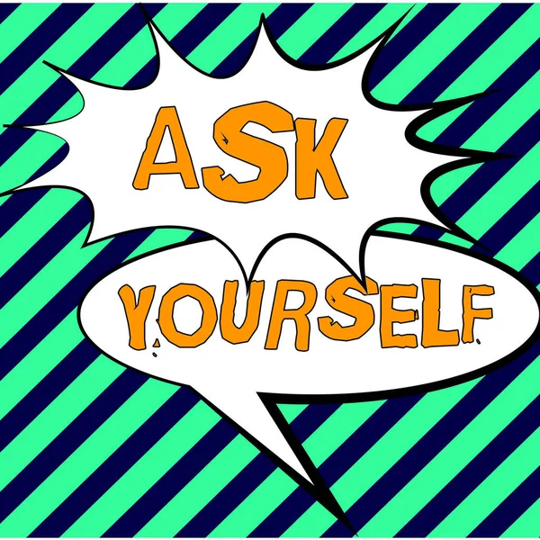Text sign showing Ask Yourself, Business overview Thinking the future Meaning and Purpose of Life Goals