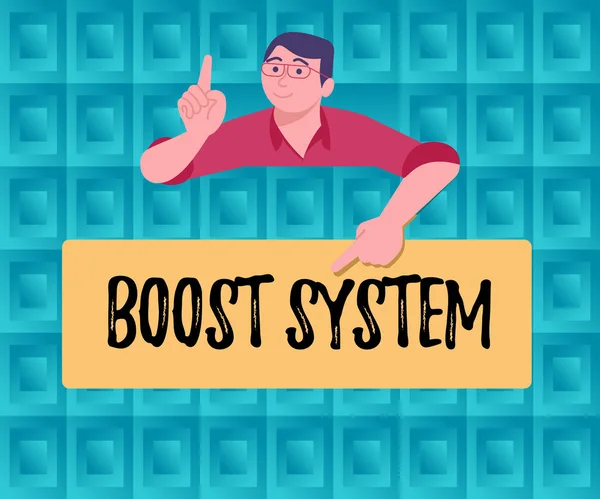 Handschrift Zeichen Boost System Geschäftsidee Rejuvenate Upgrade Strengthen Healthier Holistic — Stockfoto