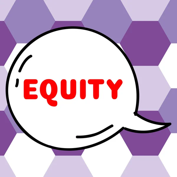 Didascalia Testo Che Presenta Equity Business Overview Quality Being Fair — Foto Stock