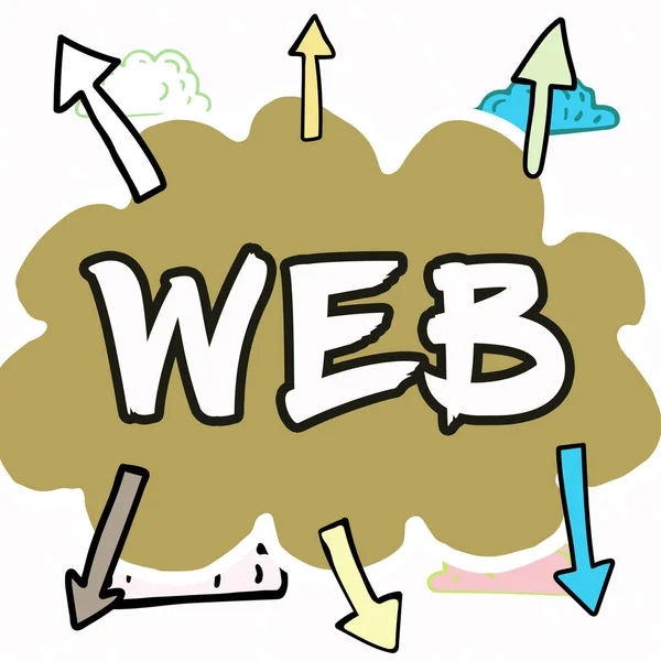 Text Bildtext Presenterar Webben Affärsöversikt Ett System Internetservrar Som Stöder — Stockfoto