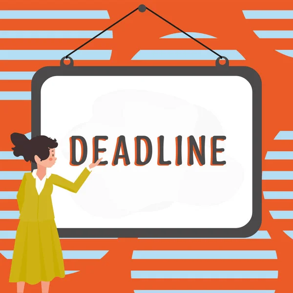 Hand Writing Sign Deadline Word Written Period Time Which Something — Stok fotoğraf