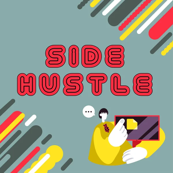 Text Sign Showing Side Hustle Business Approach Way Make Some — 스톡 사진