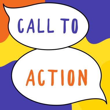 İlhamı gösteren metin Eyleme Çağrı, İş Fikri Başarılı bir strateji geliştirmek için karar verme hareketini teşvik et