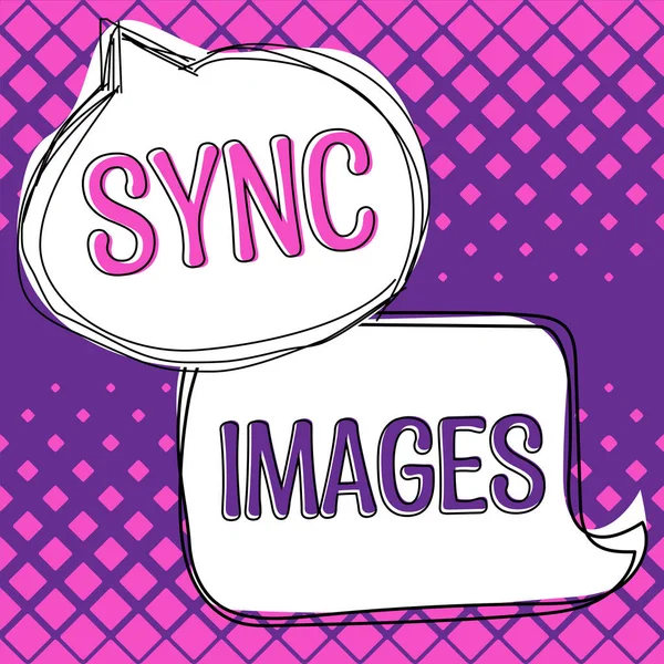 Text Sign Showing Sync Images Business Idea Making Photos Identical — Photo