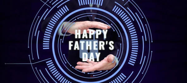Sign Displaying Happy Fathers Day Business Overview Time Year Celebrate — Foto de Stock