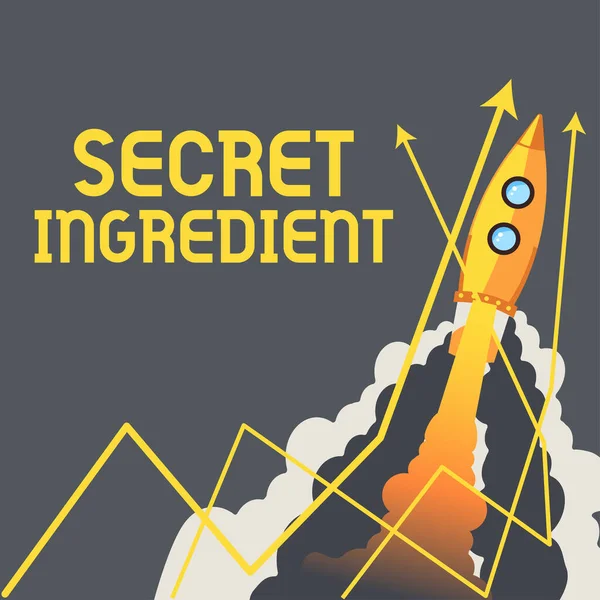Visualizzazione Segni Secret Ingredient Business Approccio Tecnica Speciale Materiali Utilizzati — Foto Stock