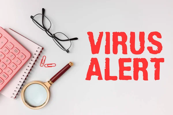 Virüs Uyarısı Ilhamını Gösteren Metin Var Olmayan Bir Bilgisayar Virüsü — Stok fotoğraf