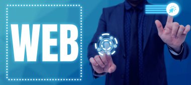 Text caption presenting Web, Business concept a system of Internet servers that support specially formatted documents