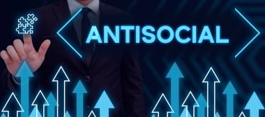 Antisosyal, İnternet Konsepti 'ni gösteren metin başlığı sapma gösteren organize topluma karşı düşmanca veya zararlı