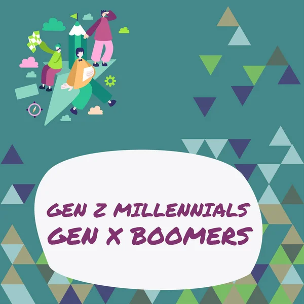 Conceptual Caption Gen Millennials Gen Boomers Business Overview Generational Differences — Stock Photo, Image