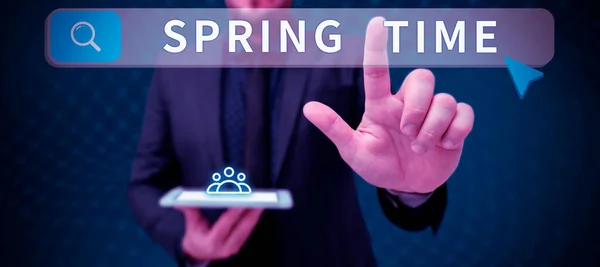 Writing Displaying Text Spring Time Word Written Temperate Season Year — Stock Photo, Image