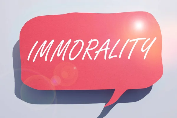 Signo Exibindo Imoralidade Ideia Negócio Estado Qualidade Ser Imoral Maldade — Fotografia de Stock