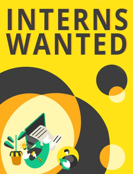 Hand Writing Sign Interns Wanted Conceptual Photo Looking Job Trainee — Stock Fotó