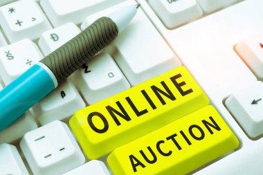 El yazısı imzası Çevrimiçi Açık Artırma, İnternet Ürün ve hizmetleri online olarak satın alma ve satma kavramı