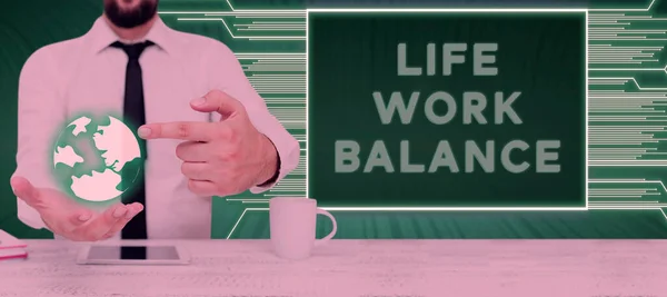 Sinal Que Mostra Equilíbrio Trabalho Vida Conceito Que Significa Necessidades — Fotografia de Stock