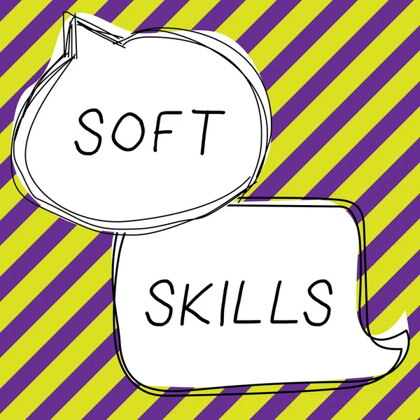 Hand Skrivtecken Soft Skills Business Approach Personlig Attribut Möjliggör Interagera — Stockfoto