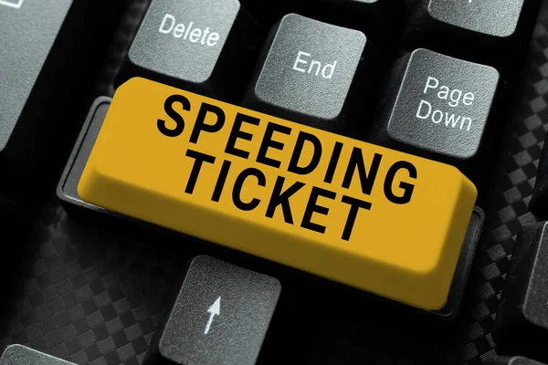 Text sign showing Speeding Ticket, Business idea psychological test for the maximum speed of performing a task