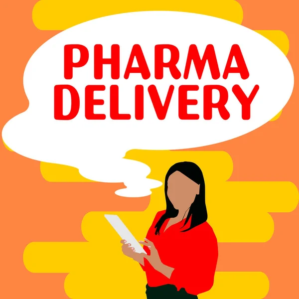Sign Megjelenítése Pharma Delivery Üzleti Kirakat Kapok Receptek Postán Közvetlenül — Stock Fotó