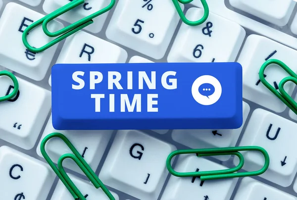 Conceptual Caption Spring Time Internet Concept Temperate Season Year Identified — Stock Photo, Image