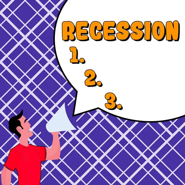 Logga Visar Lågkonjunktur Affärsidé Processen Progressiv Minskning Växande Period Minskning — Stockfoto