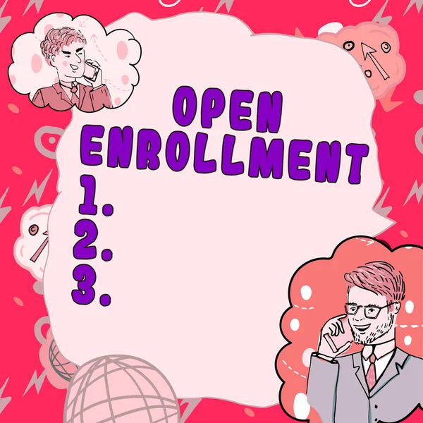 Handwriting Text Open Enrollment Business Showcase Yearly Period People Can — Foto de Stock