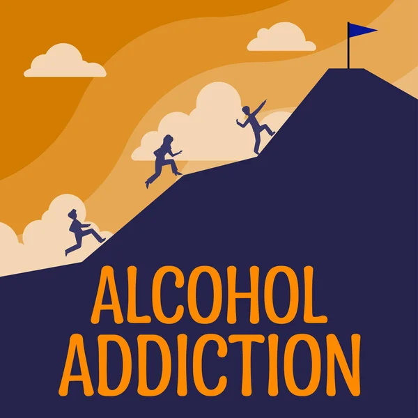 アルコール依存症の兆候を示すインスピレーション アルコール飲料の頻繁な過剰消費を特徴とする事業概要 — ストック写真
