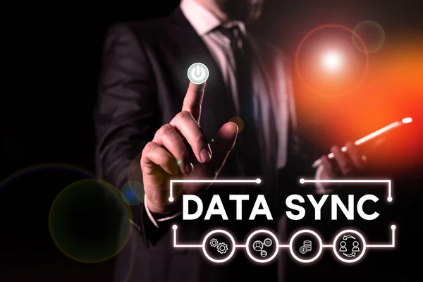 Conceptuele Bijschrift Data Sync Business Concept Data Die Continu Wordt — Stockfoto