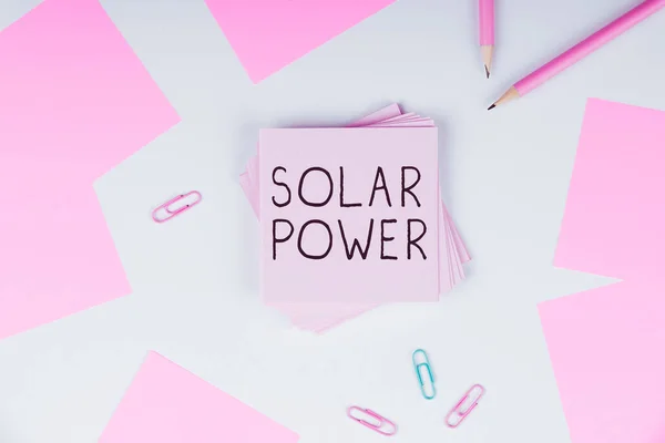 Inspiration Showing Sign Solar Power Word Written Electricity Produced Using —  Fotos de Stock