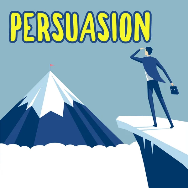 Scrittura Visualizzazione Del Testo Persuasione Business Panoramica Azione Fatto Persuadere — Foto Stock