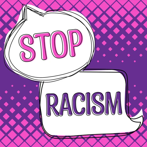 Bildunterschrift Stop Racism Konzeptfoto Beendet Den Antagonismus Der Sich Gegen — Stockfoto