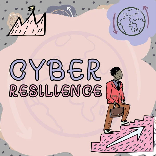 Tekst Billedtekst Præsentere Cyber Resilience Concept Betyder Foranstaltning Hvor Godt - Stock-foto
