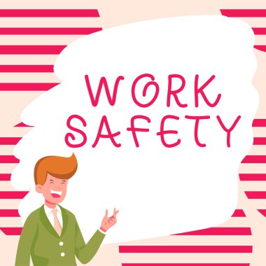 Text caption presenting Work Safety, Internet Concept Policies and control in place according to government standard