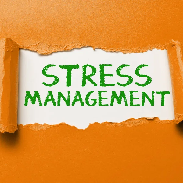 Sign displaying Stress Management, Business concept learning ways of behaving and thinking that reduce stress