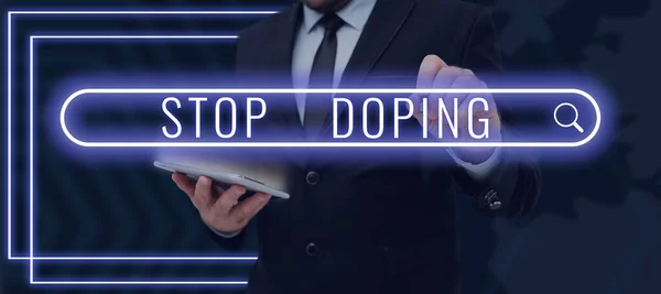 Hand Writing Sign Stop Doping Εννοιολογική Φωτογραφία Δεν Χρησιμοποιούν Χρήση — Φωτογραφία Αρχείου