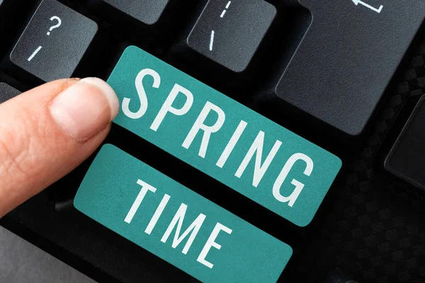 Sign Displaying Spring Time Internet Concept Temperate Season Year Identified — Stock Photo, Image