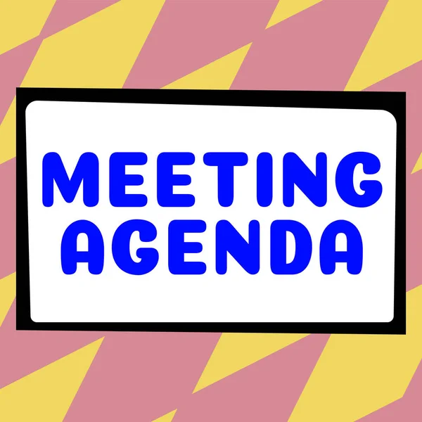 Hand writing sign Meeting Agenda, Word Written on An agenda sets clear expectations for what needs to a meeting