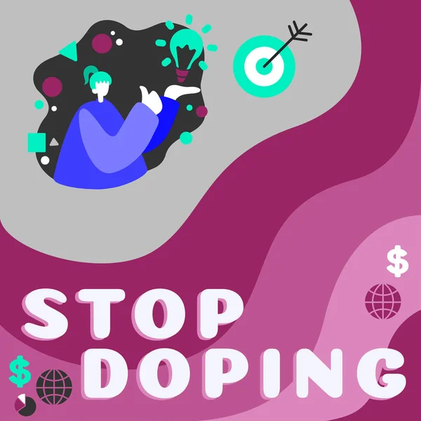 Inspirasi Menunjukkan Tanda Stop Doping Ikhtisar Bisnis Tidak Menggunakan Obat — Stok Foto