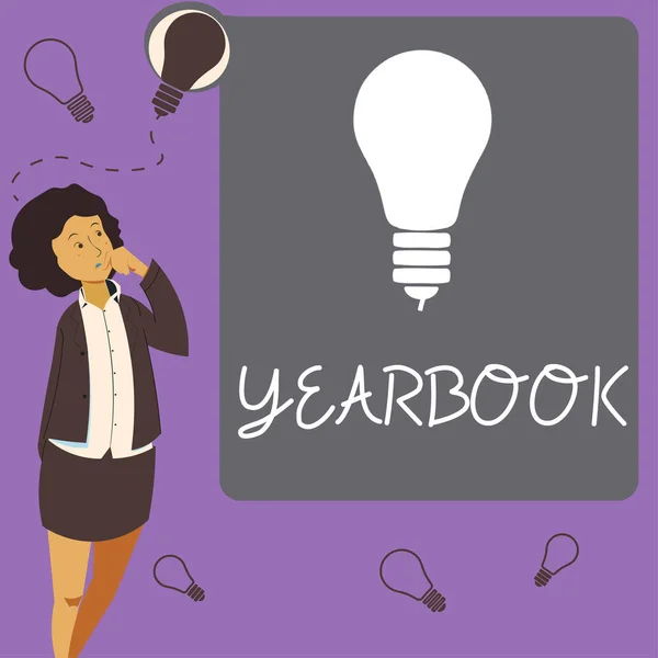 Text Caption Presenting Yearbook Word Written Publication Compiled Graduating Class — Stockfoto