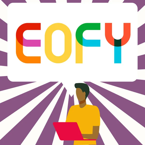 显示灵感的文字 Eofy Internet Concepa Mega Sale Held End Financial Year — 图库照片