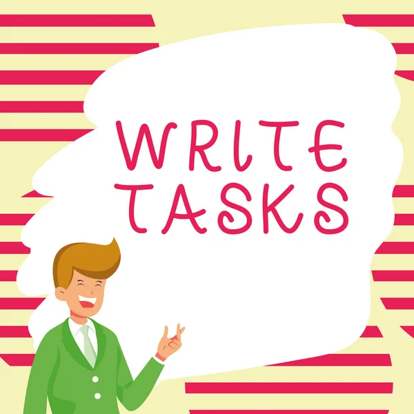 Writing Displaying Text Write Tasks Business Idea Assigned Piece Work — Photo