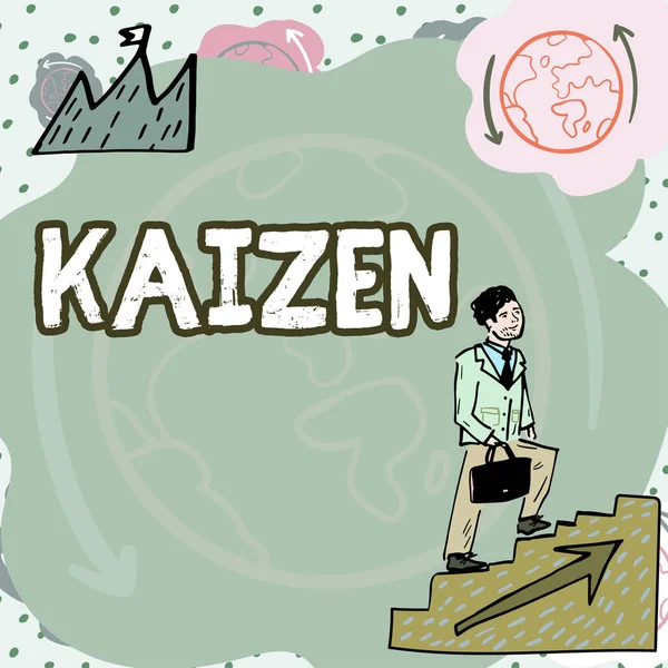 手写签名Kaizen Business Overview Japanese Business Philosophy Improvement Working Practices — 图库照片