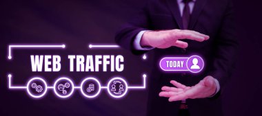 Handwriting text Web Traffic, Internet Concept Amount of data sent and received by visitors to a website