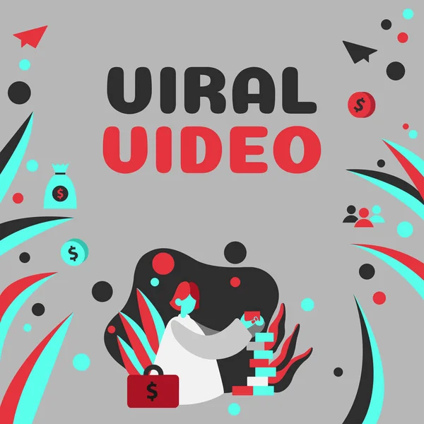 Zeichen Die Viralvideo Anzeigen Geschäftskonzept Das Video Das Durch Internet — Stockfoto