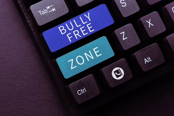 Text sign showing Bully Free Zone, Word for Be respectful to other bullying is not allowed here