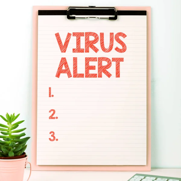 Inspiration showing sign Virus Alert, Conceptual photo message warning of a non-existent computer virus threat
